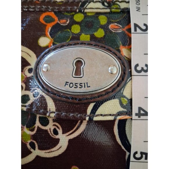 Fossil Key-Per Small Brown Floral Crossbody Bag With Adjustable Strap & Zip Clos - Picture 7 of 7